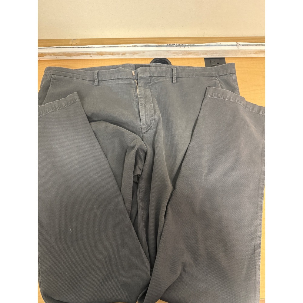 Hugo Boss Mens Italian Stretch Fabric Textured Pants Charcoal Gray 40x31